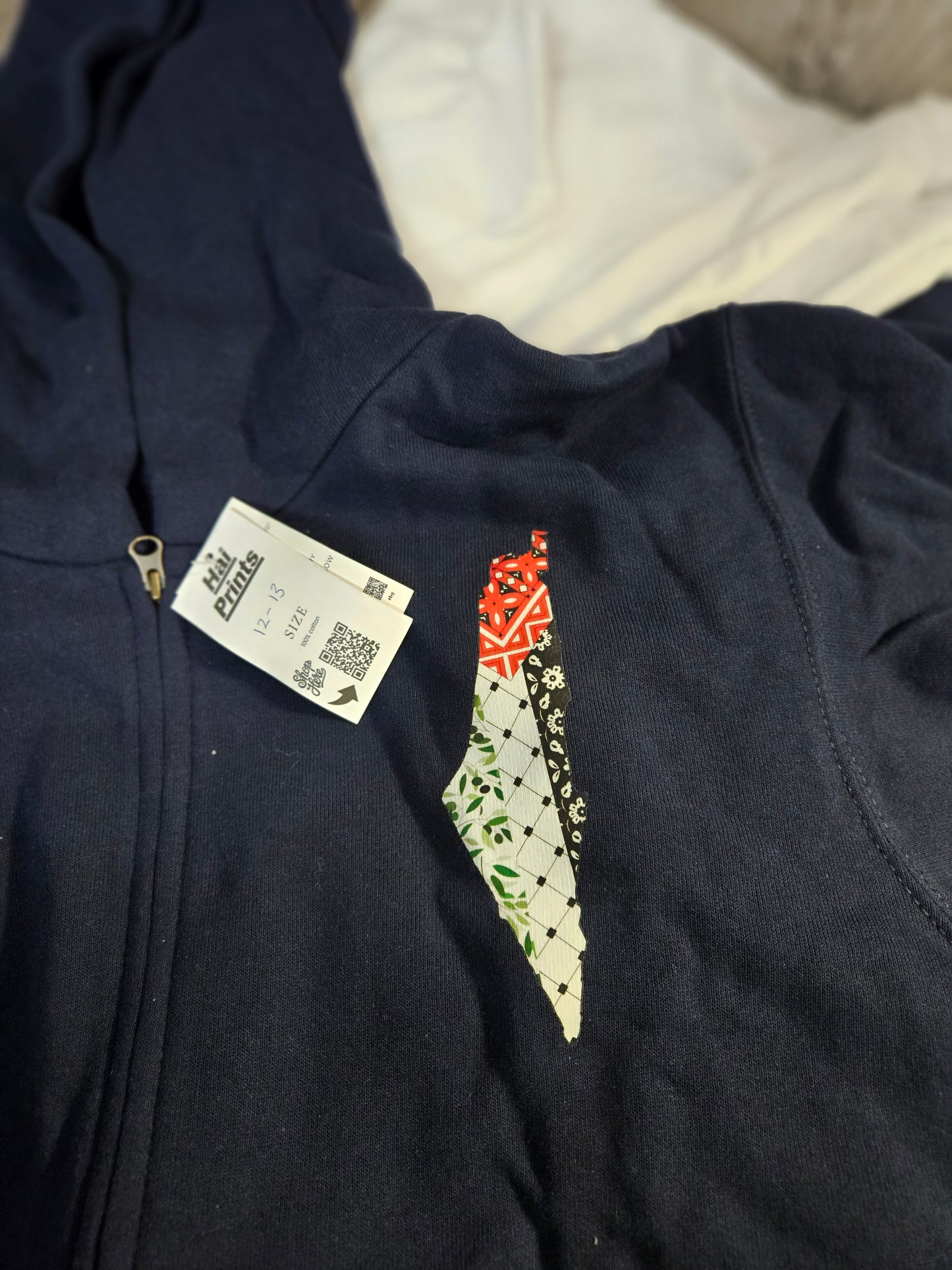 All clearance stock Palestine navy zip hoody