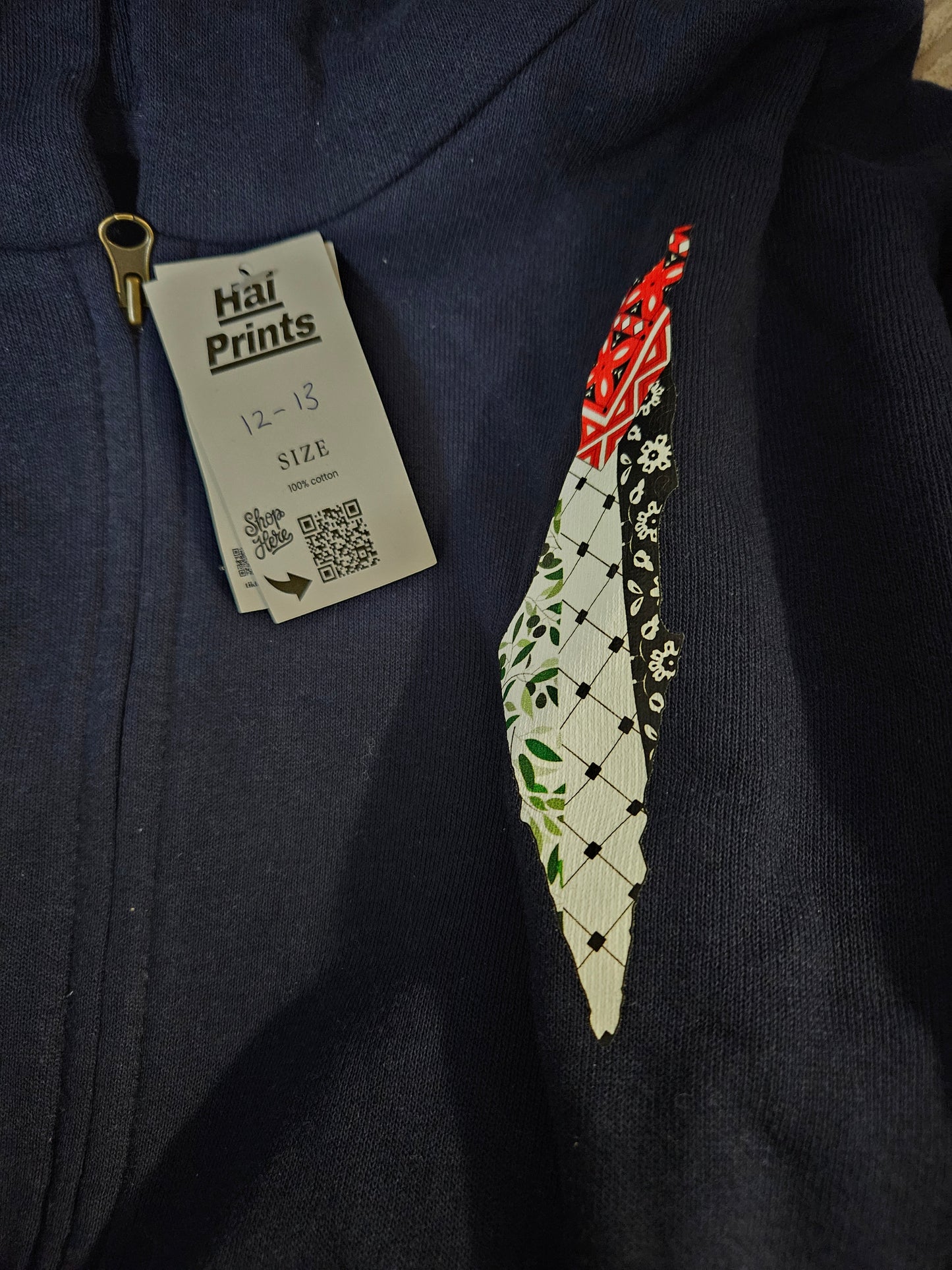 All clearance stock Palestine navy zip hoody