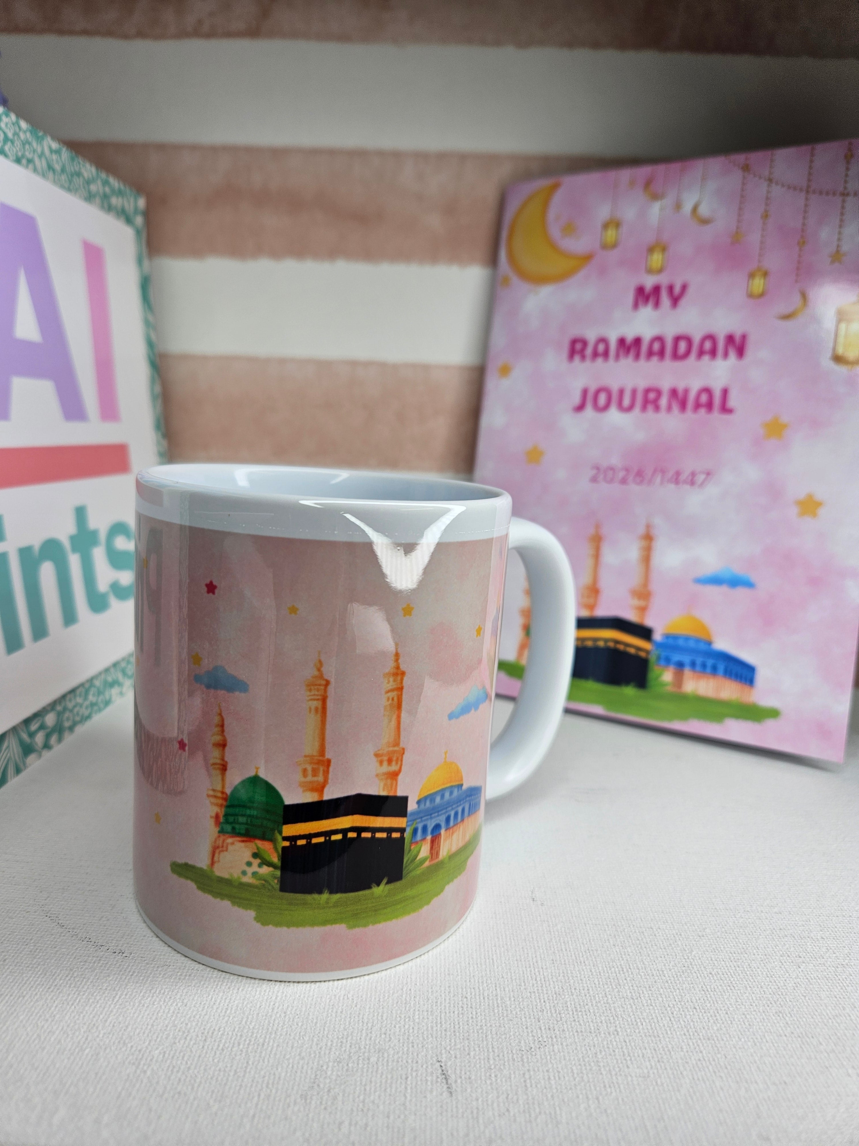 Ramadan mubarak personalised mug pink
