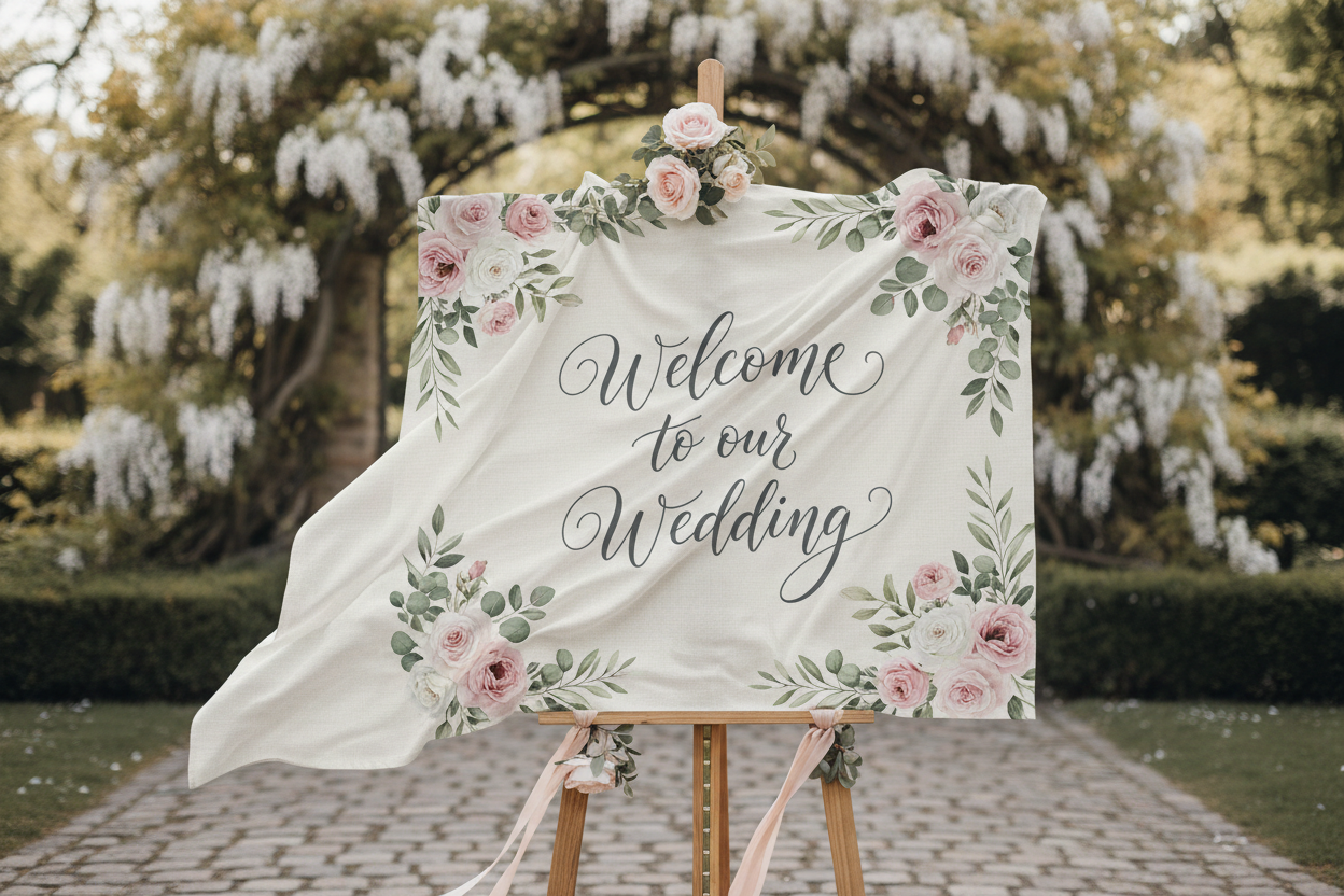 Welcome sign-fabric