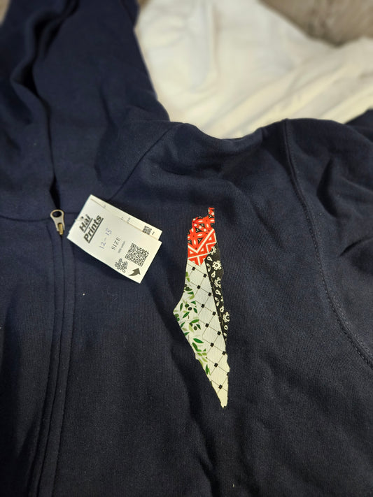 All clearance stock Palestine navy zip hoody