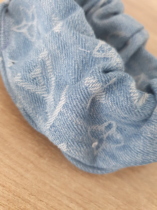 LV designer inspired denim scrunchie