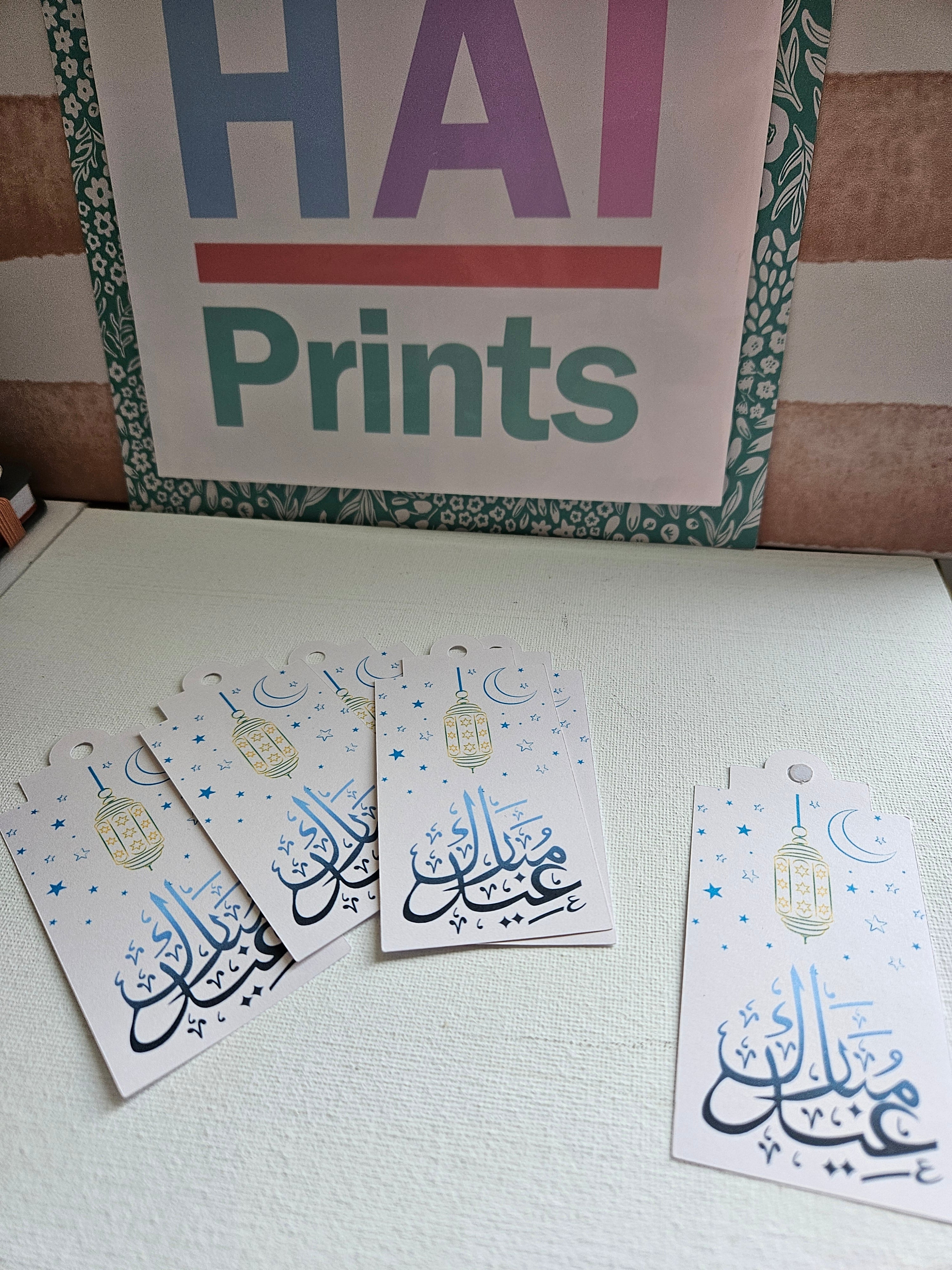 Blue Eid Mubarak gift tags